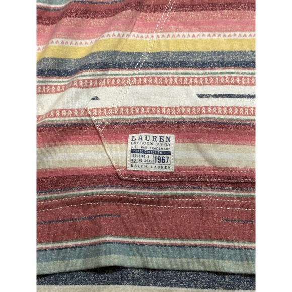 LRL Lauren Jeans Co Sante Fe Stripe Hoodie Tee 3/4 Sleeve Women L Aztec‎ Western - Picture 4 of 8